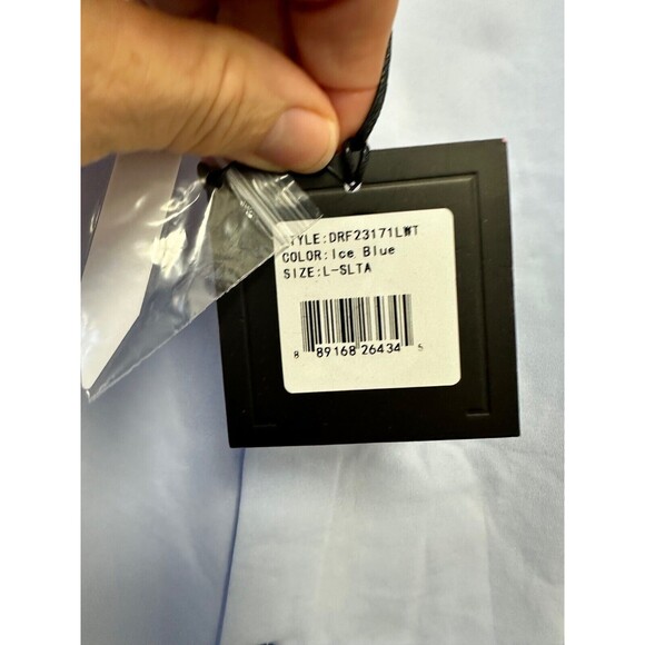 DSTRCT & Row Dress Shirt Mens Large Long Sleeve Ice Blue Collared Stretch Knit - Picture 3 of 5